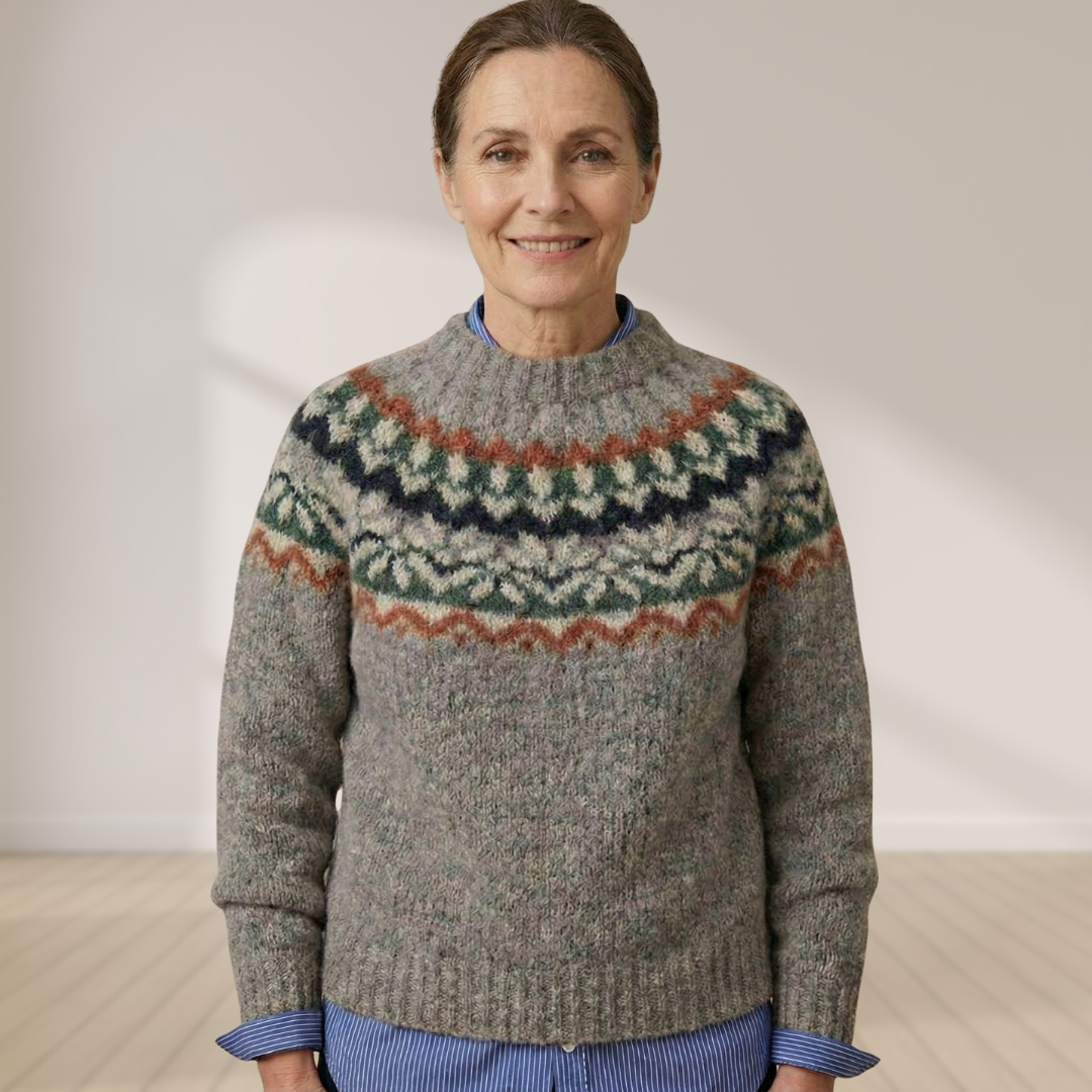 Danica | Ribbed Knit Sweater with Nordic Pattern
