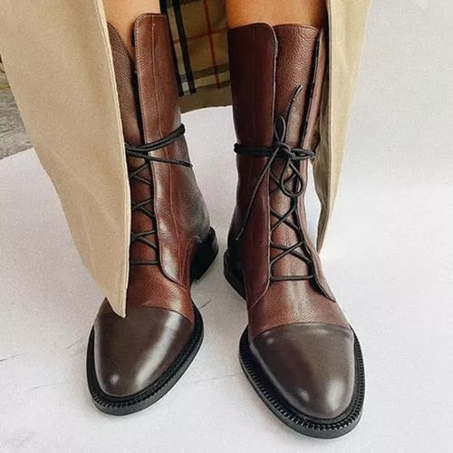 Jenna | Elegant Structured Lace-Up Ankle Boots