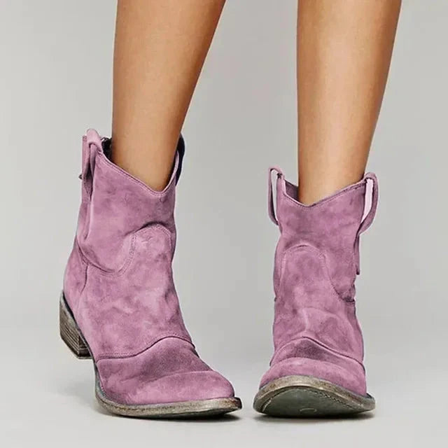 Amanda | Western Ankle Boots with Embroidered Detail