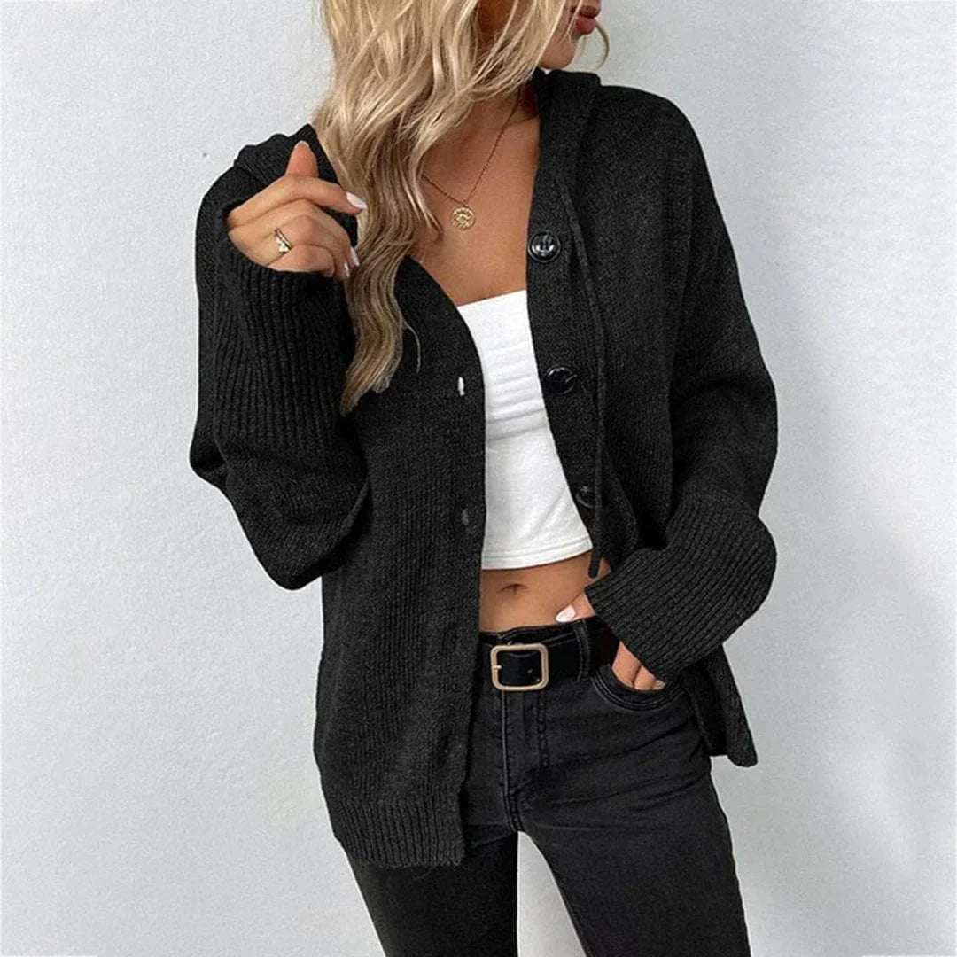 Amelia | Hooded Knit Cardigan with Button Closure