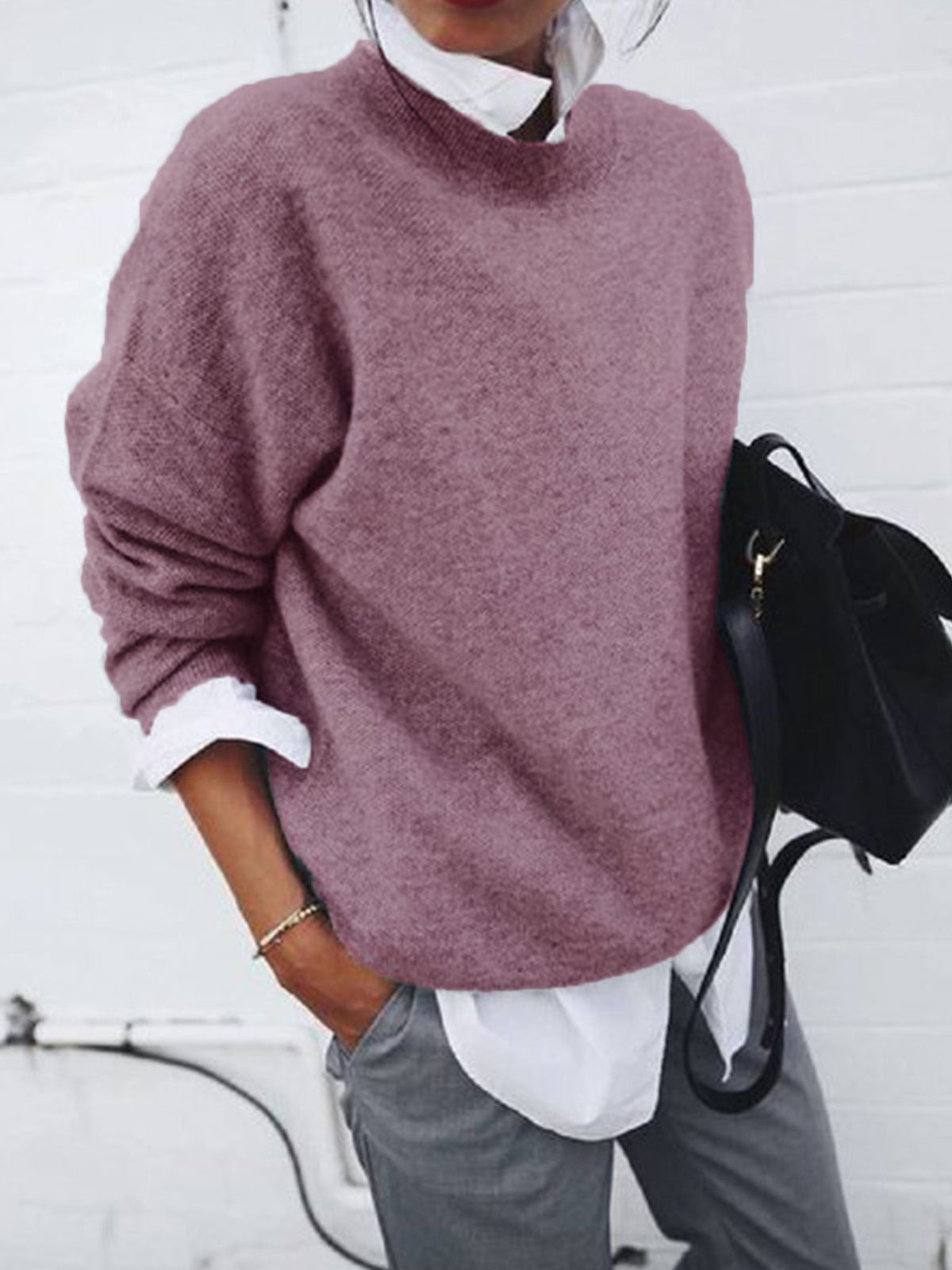 Elise | Classic Crew Neck Ribbed Sweater