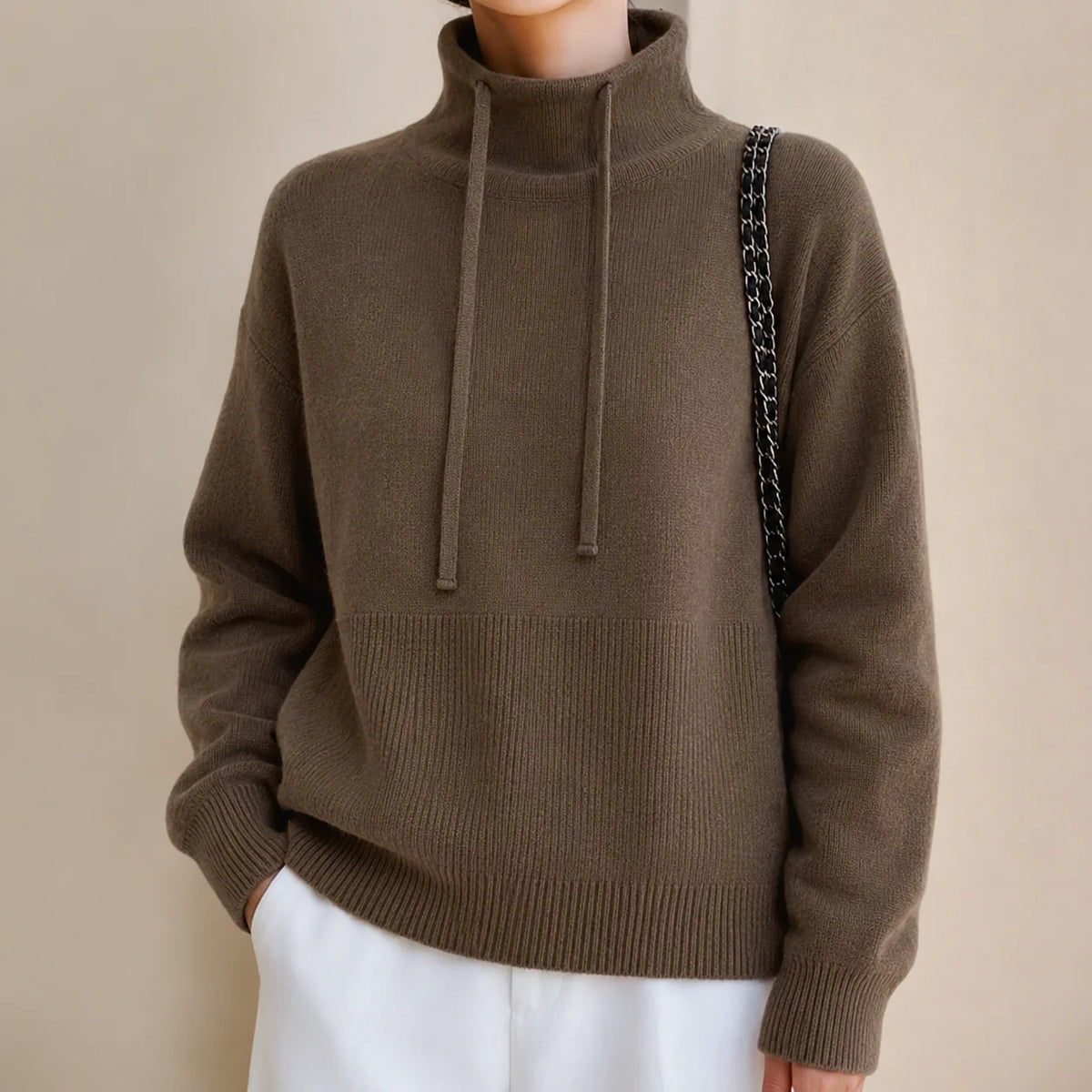 Lauren | Oversized Knit Hoodie Sweater with Drawstring Hood