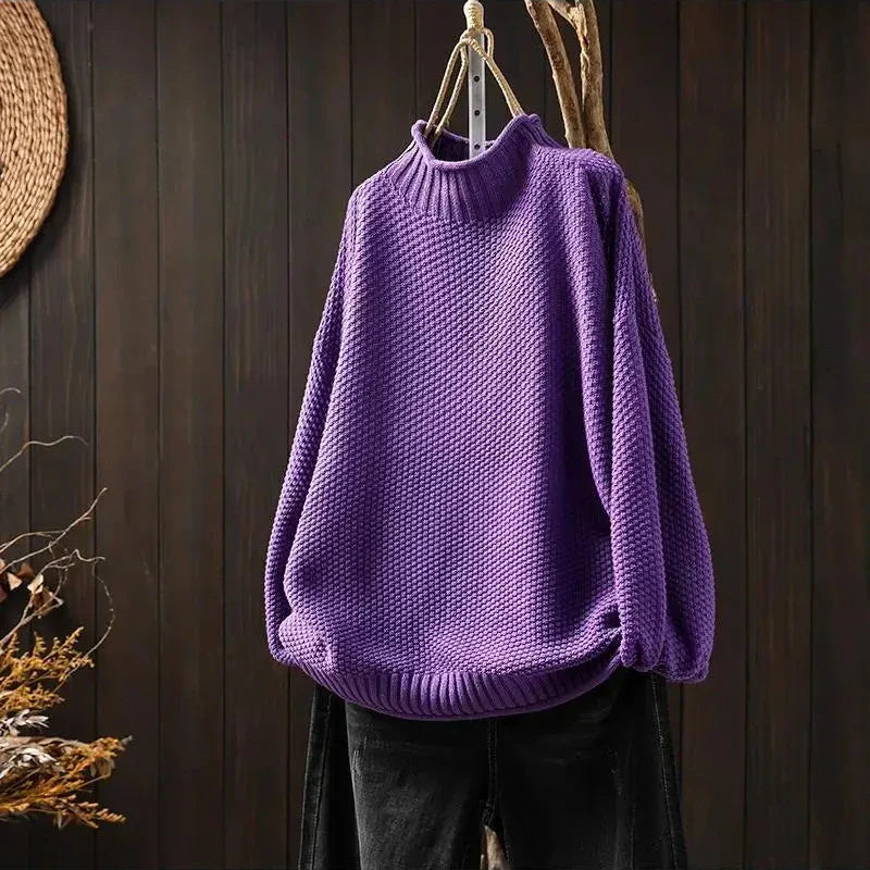 Anneliese | Elegant Ribbed Mock Neck Longline Sweater