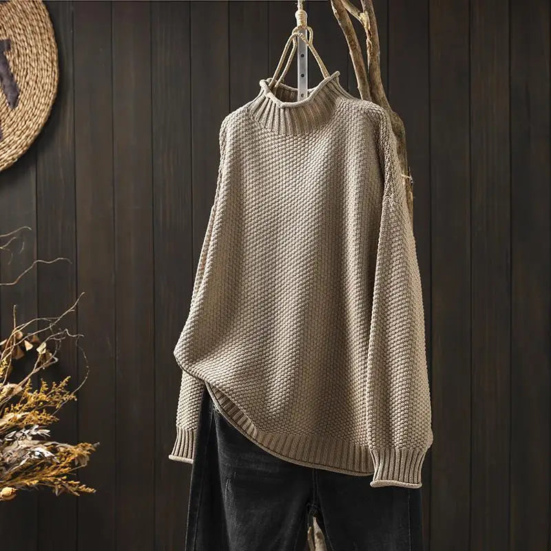 Anneliese | Elegant Ribbed Mock Neck Longline Sweater