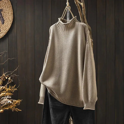 Anneliese | Elegant Ribbed Mock Neck Longline Sweater