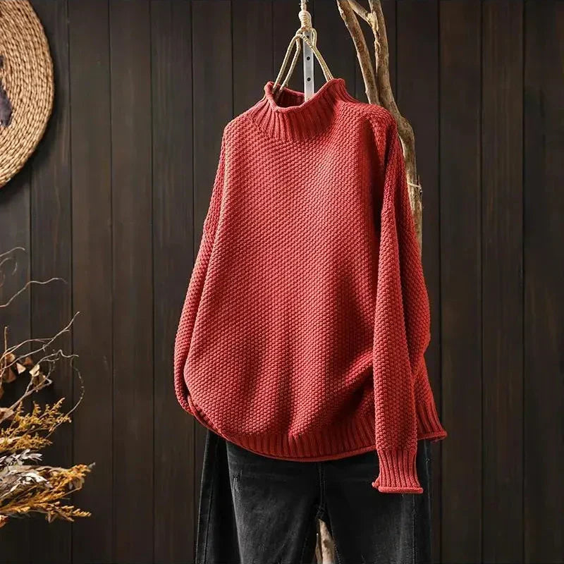 Anneliese | Elegant Ribbed Mock Neck Longline Sweater