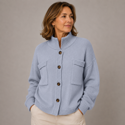 Brianna | Button Front Stand Collar Cardigan