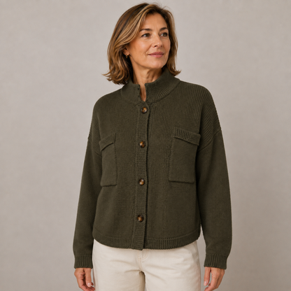 Brianna | Button Front Stand Collar Cardigan