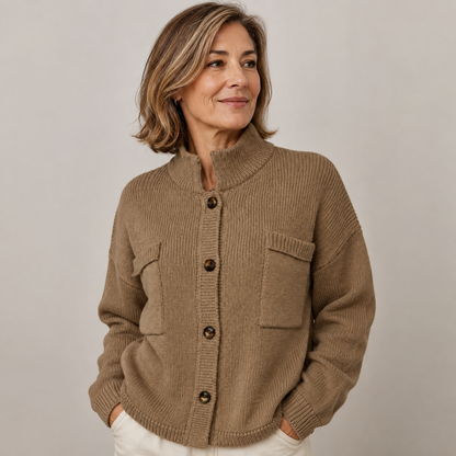 Brianna | Button Front Stand Collar Cardigan