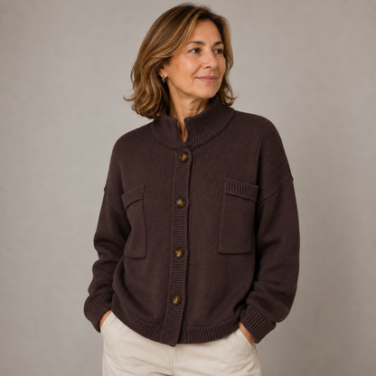 Brianna | Button Front Stand Collar Cardigan