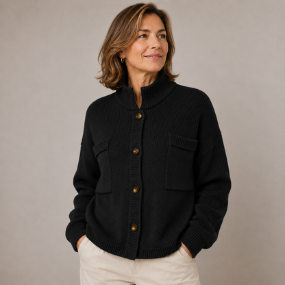Brianna | Button Front Stand Collar Cardigan