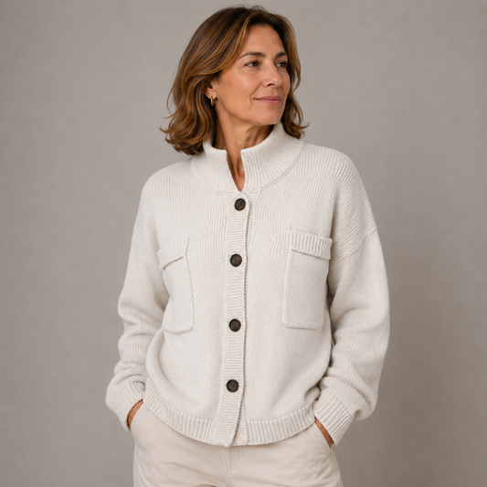 Brianna | Button Front Stand Collar Cardigan