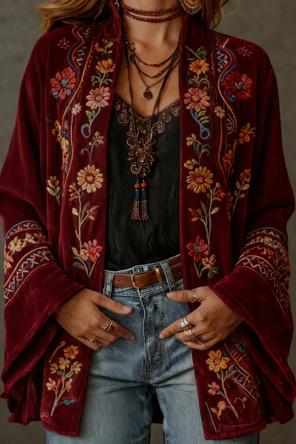 Bridget | Elegant Velvet-Touch Bohemian Cardigan