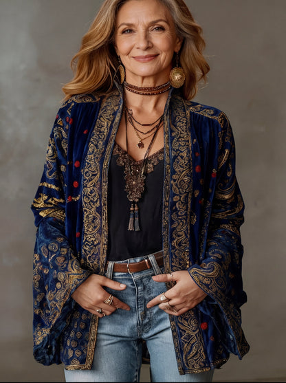 Bridget | Elegant Velvet-Touch Bohemian Cardigan