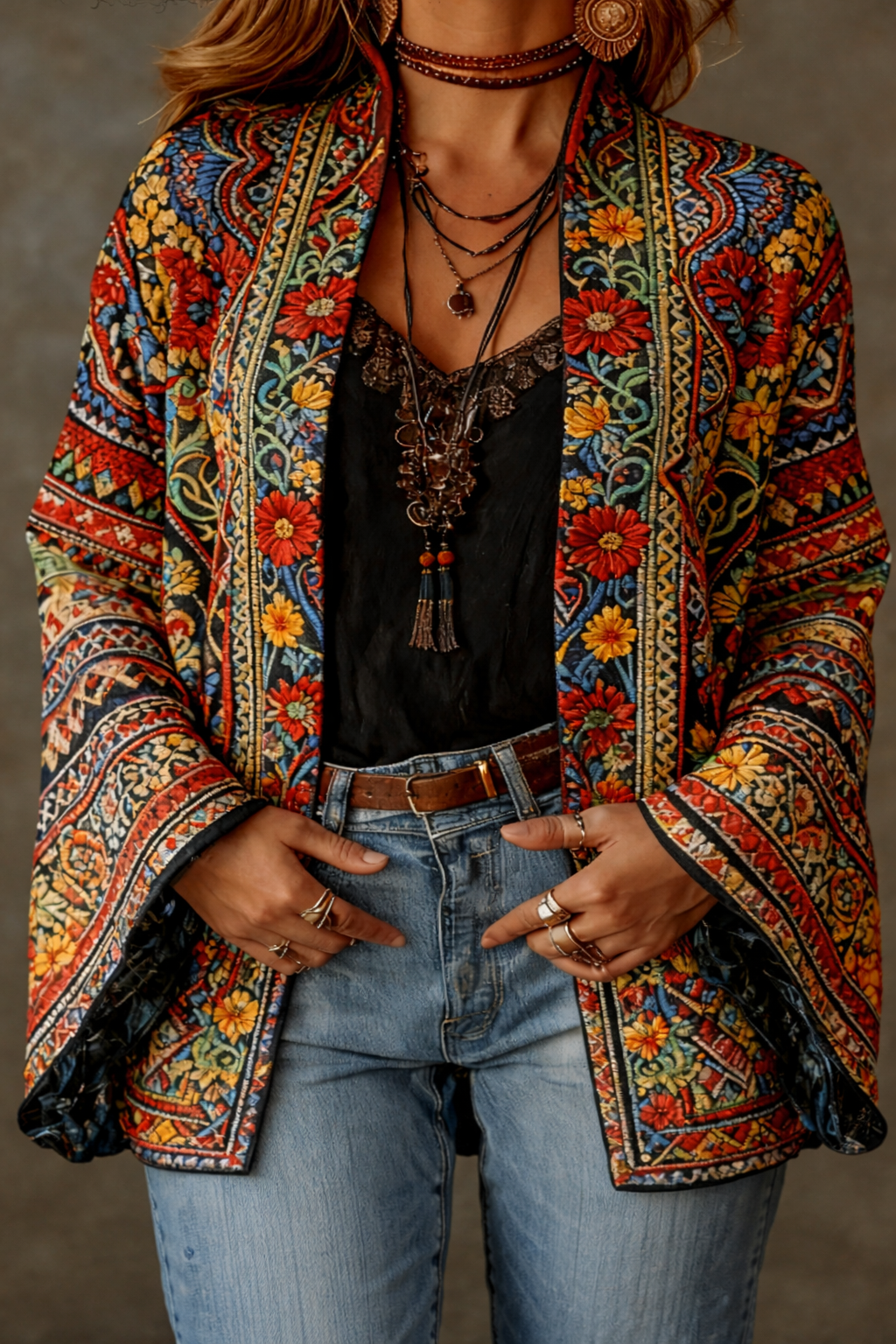 Bridget | Elegant Velvet-Touch Bohemian Cardigan