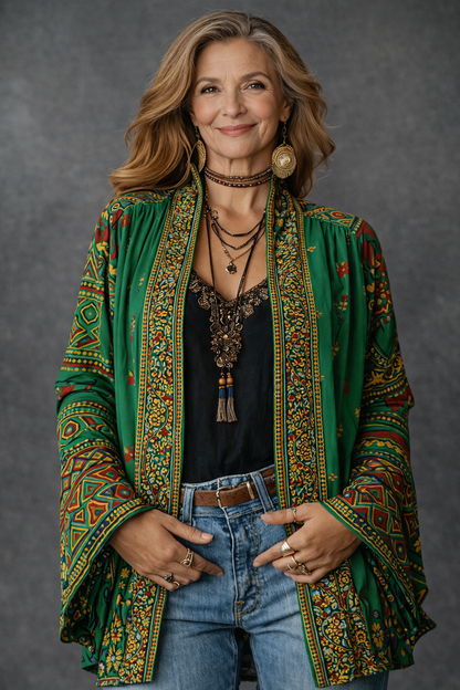 Bridget | Elegant Velvet-Touch Bohemian Cardigan