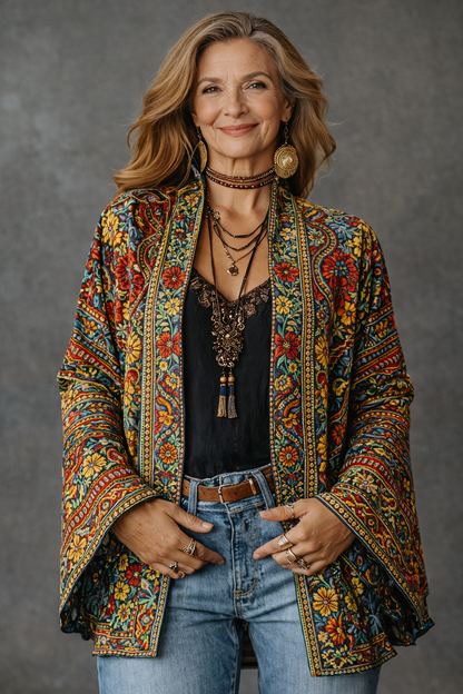 Bridget | Elegant Velvet-Touch Bohemian Cardigan