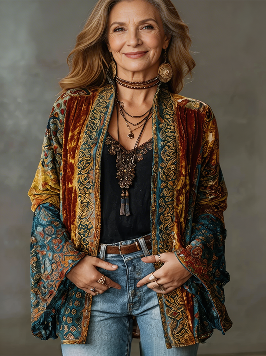 Bridget | Elegant Velvet-Touch Bohemian Cardigan