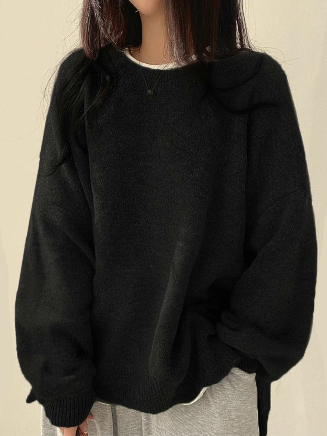Cassandra | Warm Crewneck Sweater with Rib-Knit Trim