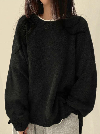Cassandra | Warm Crewneck Sweater with Rib-Knit Trim