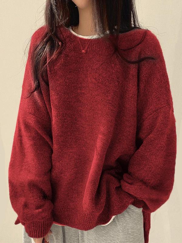 Cassandra | Warm Crewneck Sweater with Rib-Knit Trim