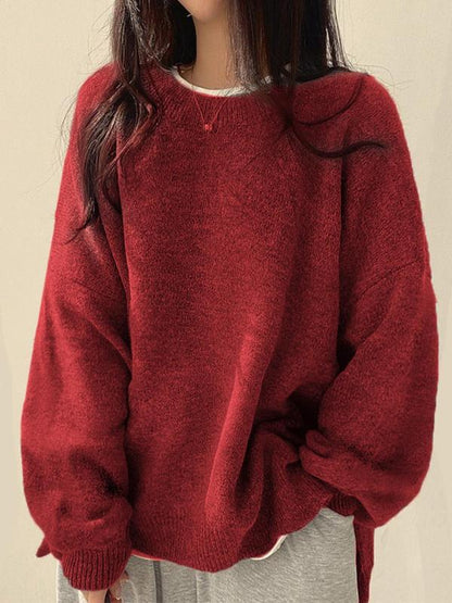 Cassandra | Warm Crewneck Sweater with Rib-Knit Trim