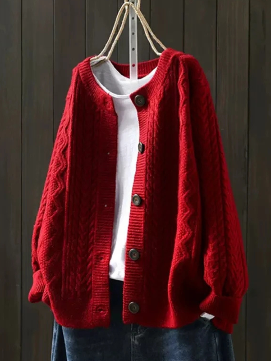 Chantal | Warm Cable-Knit Cardigan with Button Front