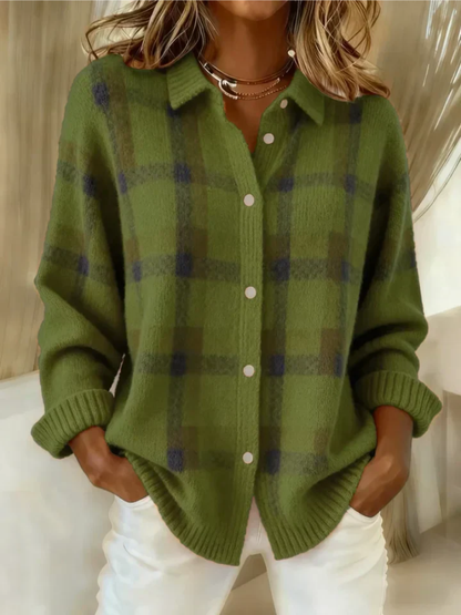 Cindy | Plaid Flannel Button-Front Cardigan