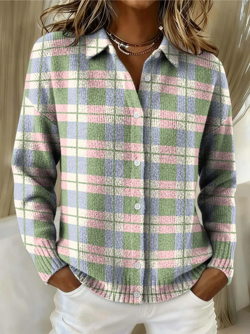 Cindy | Plaid Flannel Button-Front Cardigan