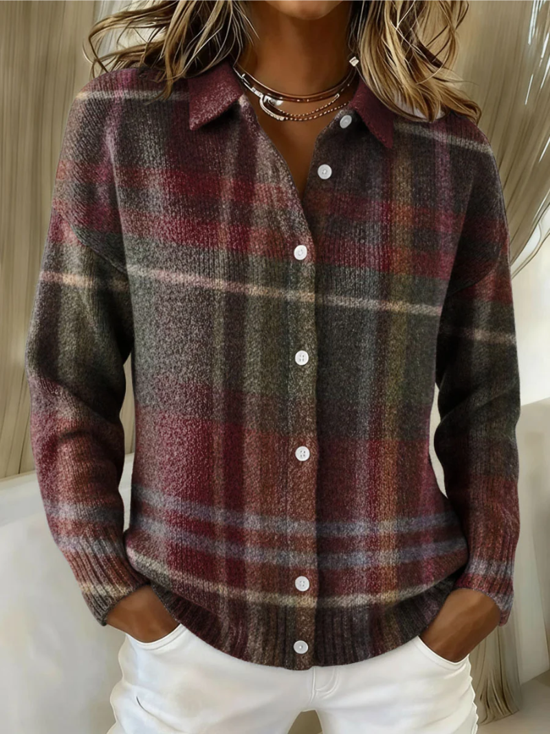 Cindy | Plaid Flannel Button-Front Cardigan
