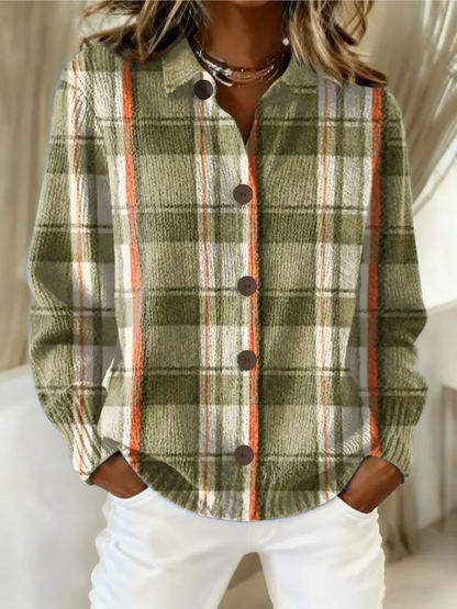 Cindy | Plaid Flannel Button-Front Cardigan