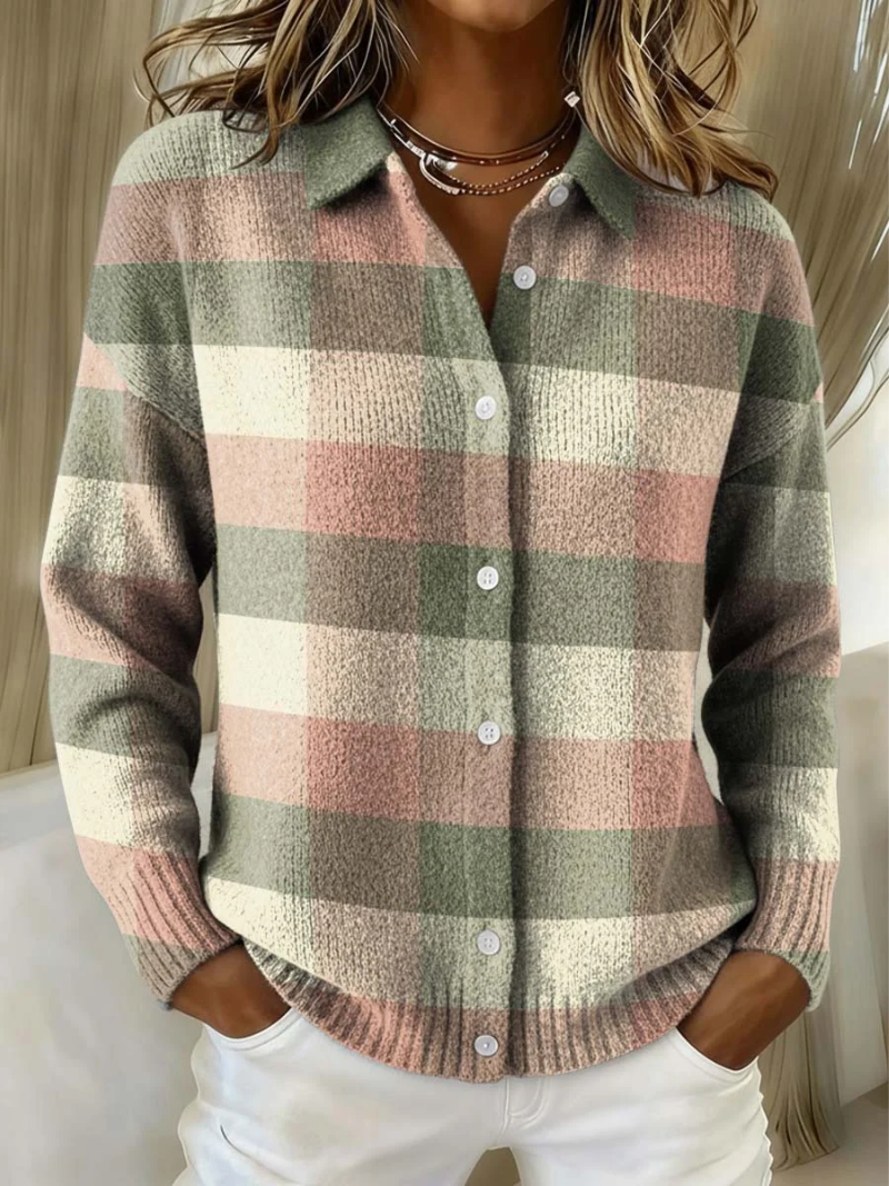 Cindy | Plaid Flannel Button-Front Cardigan