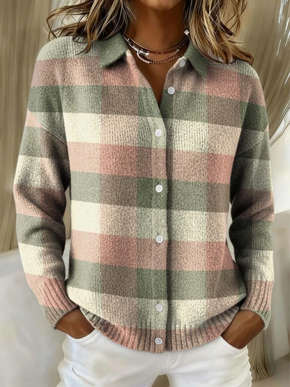 Cindy | Plaid Flannel Button-Front Cardigan