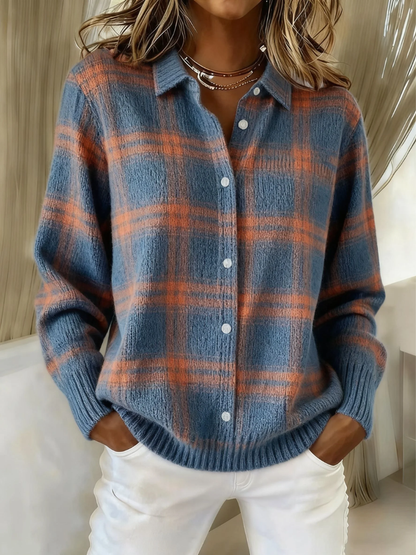 Cindy | Plaid Flannel Button-Front Cardigan