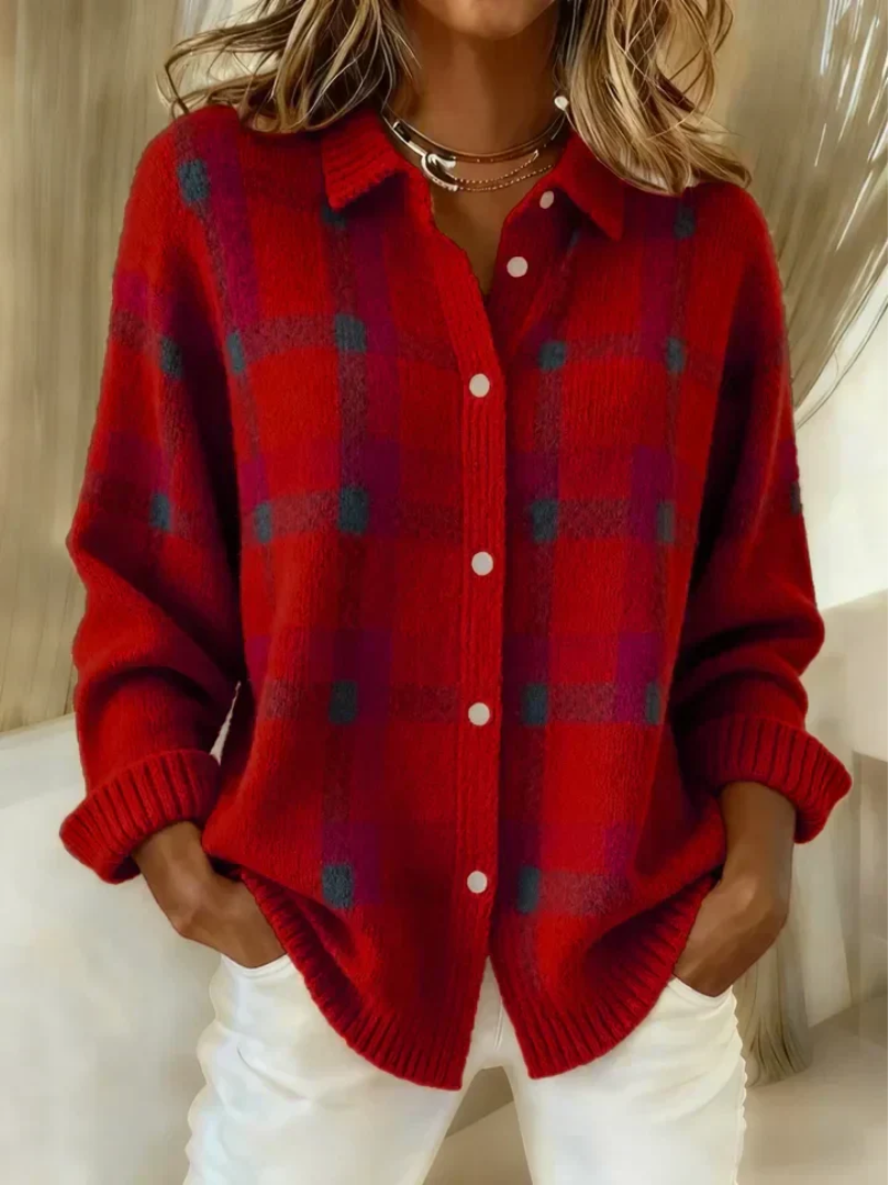 Cindy | Plaid Flannel Button-Front Cardigan