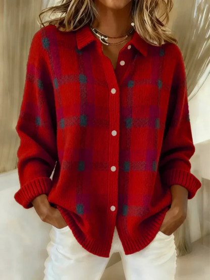 Cindy | Plaid Flannel Button-Front Cardigan