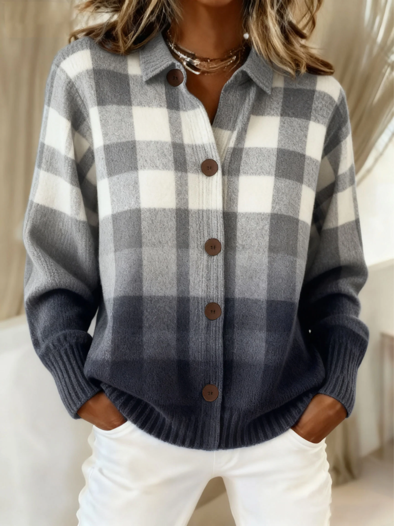 Cindy | Plaid Flannel Button-Front Cardigan