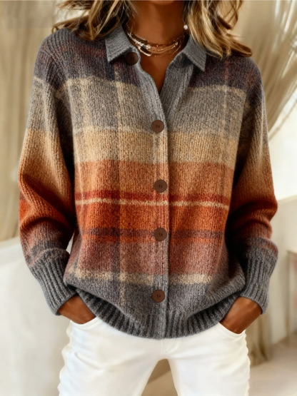 Cindy | Plaid Flannel Button-Front Cardigan