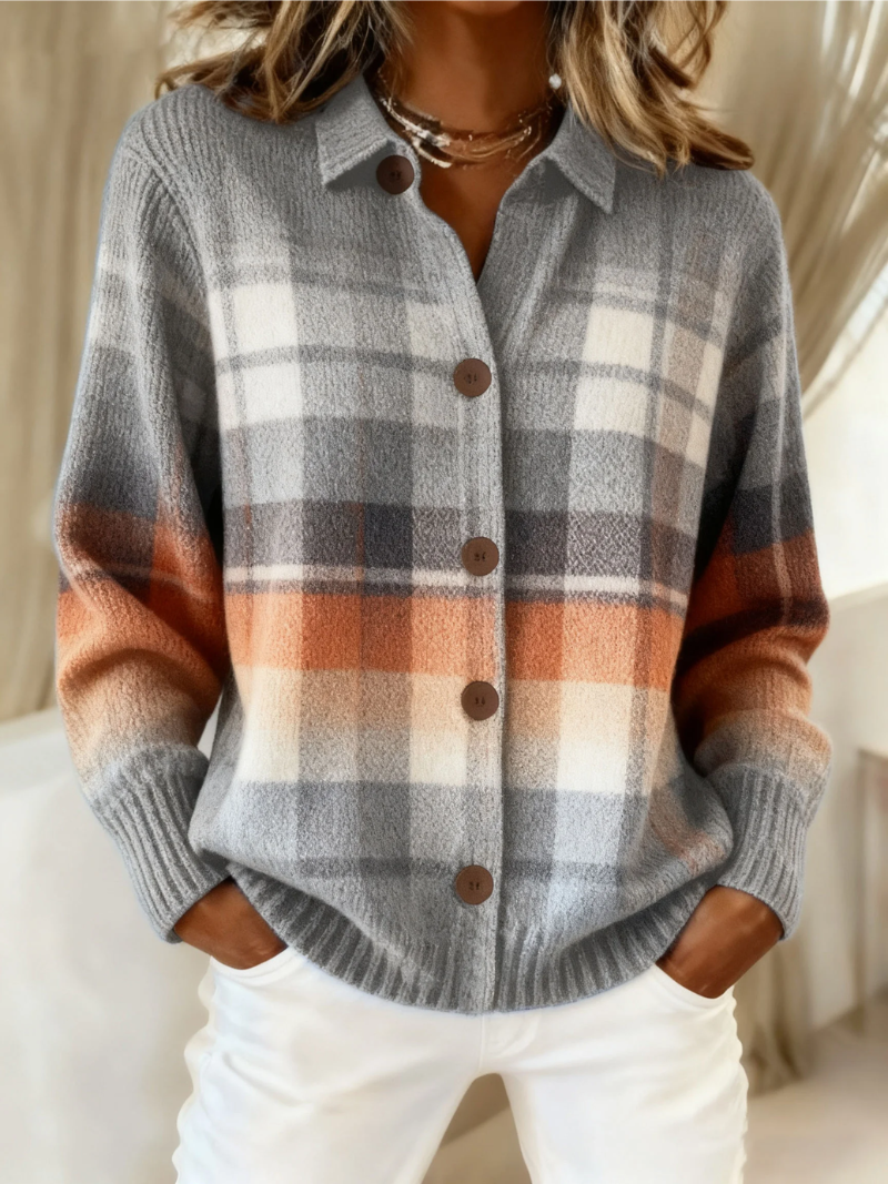 Cindy | Plaid Flannel Button-Front Cardigan