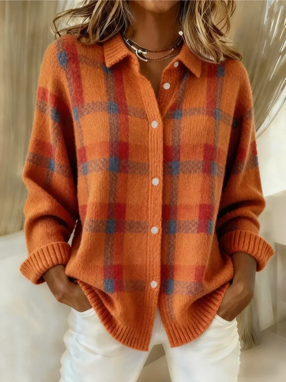 Cindy | Plaid Flannel Button-Front Cardigan