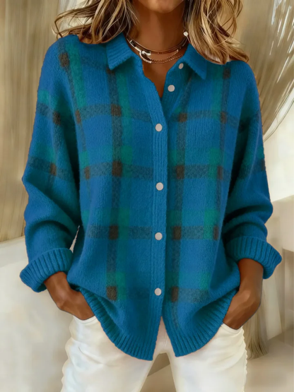 Cindy | Plaid Flannel Button-Front Cardigan