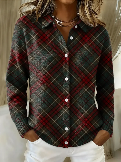 Cindy | Plaid Flannel Button-Front Cardigan