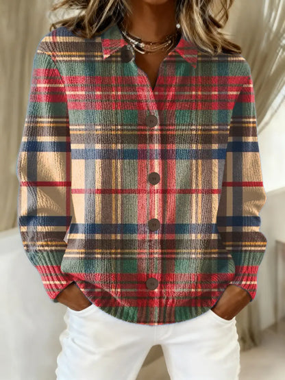 Cindy | Plaid Flannel Button-Front Cardigan