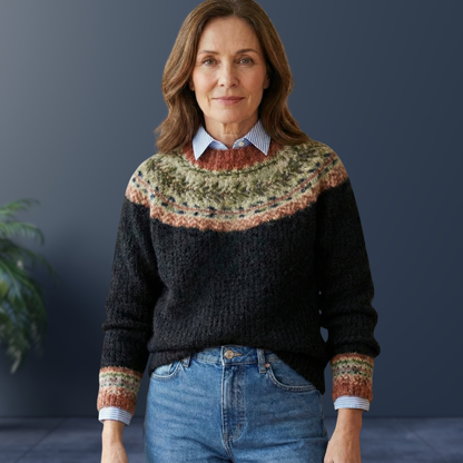 Danica | Ribbed Knit Sweater with Nordic Pattern