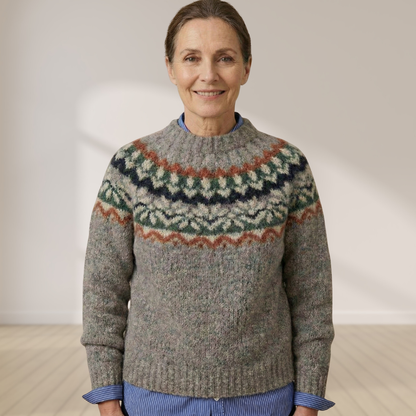 Danica | Ribbed Knit Sweater with Nordic Pattern
