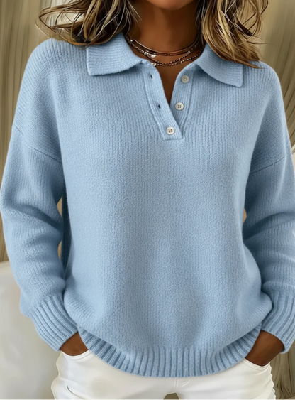 Eleanor | Stretch Knit Polo Sweater