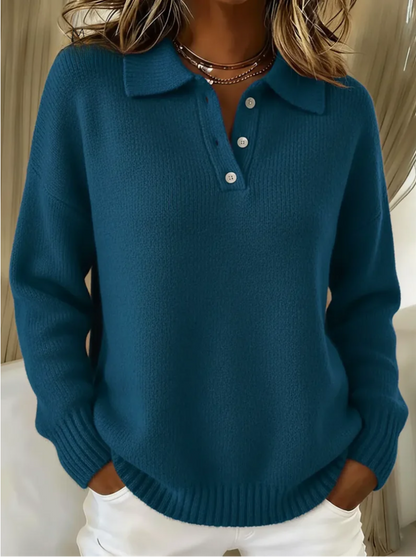 Eleanor | Stretch Knit Polo Sweater