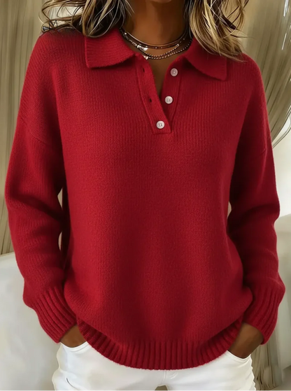 Eleanor | Stretch Knit Polo Sweater