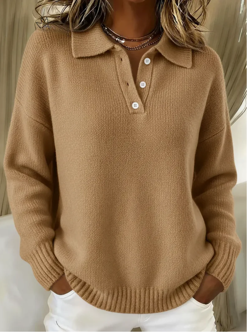Eleanor | Stretch Knit Polo Sweater