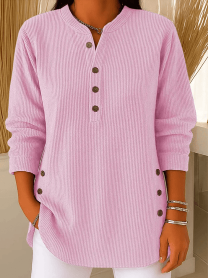 Emma | Elegant Ribbed Sweater with Button-Up Front
